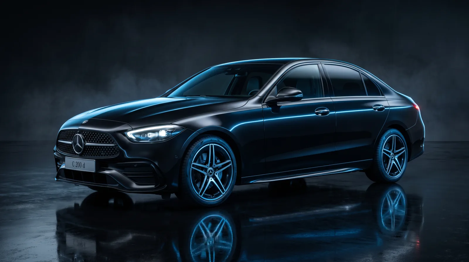 Illustrative Darstellung eines dunklen Mercedes C 200 d