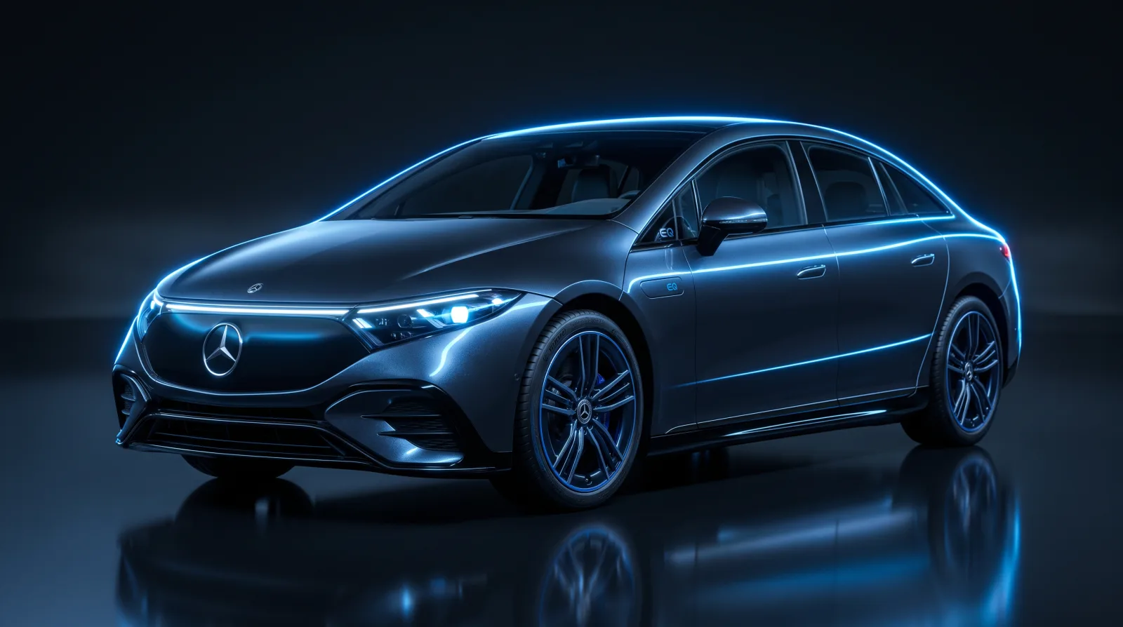 Illustrative Darstellung eines vollelektrischen Mercedes CLA